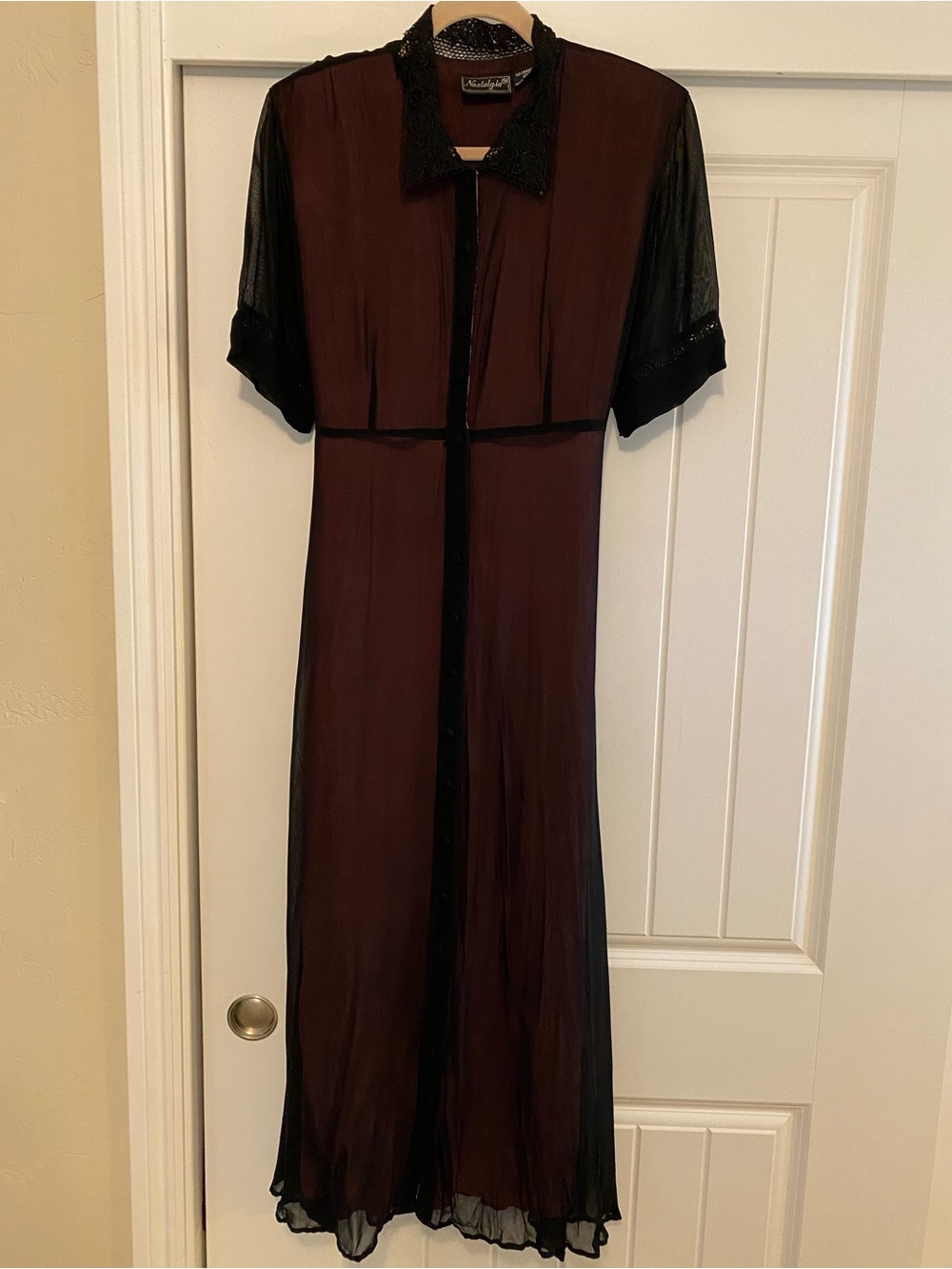Vintage Sheer Black/Pink Dress